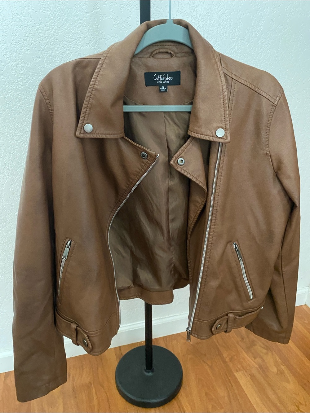Coffee Shop New York Brown Faux Leather Jacket
